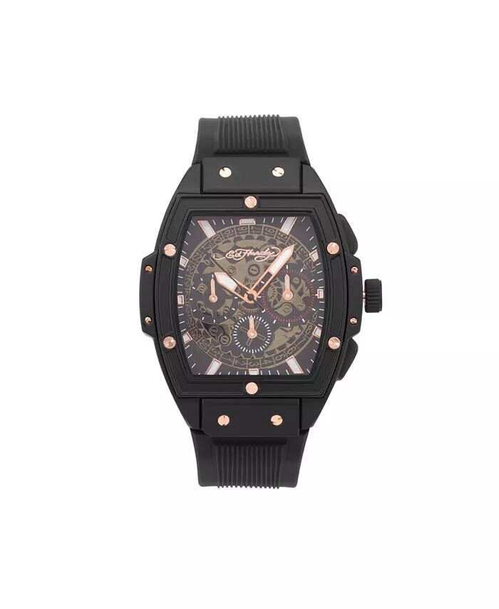

Мужские часы с черным текстурированным силиконовым ремешком, 48 мм Ed Hardy