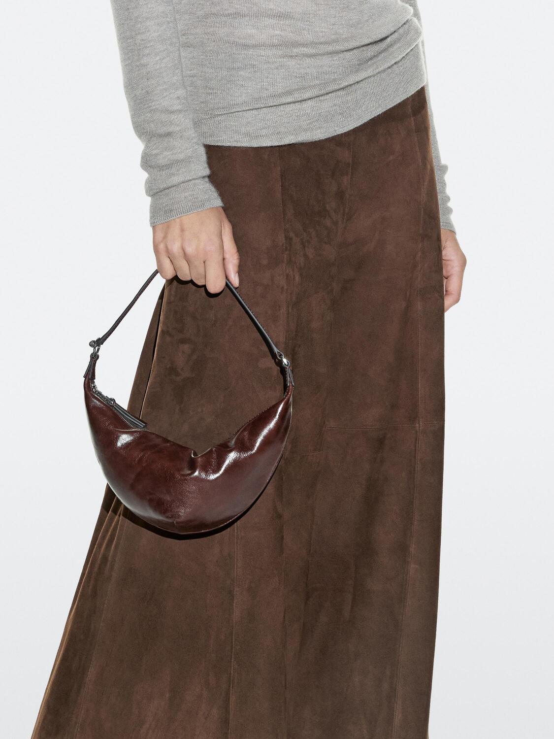 

Мини-сумка из кожи наппа Massimo Dutti, brown