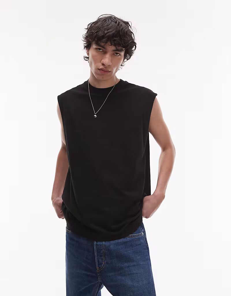 

Футболка Topman свободного кроя без рукавов черного цвета