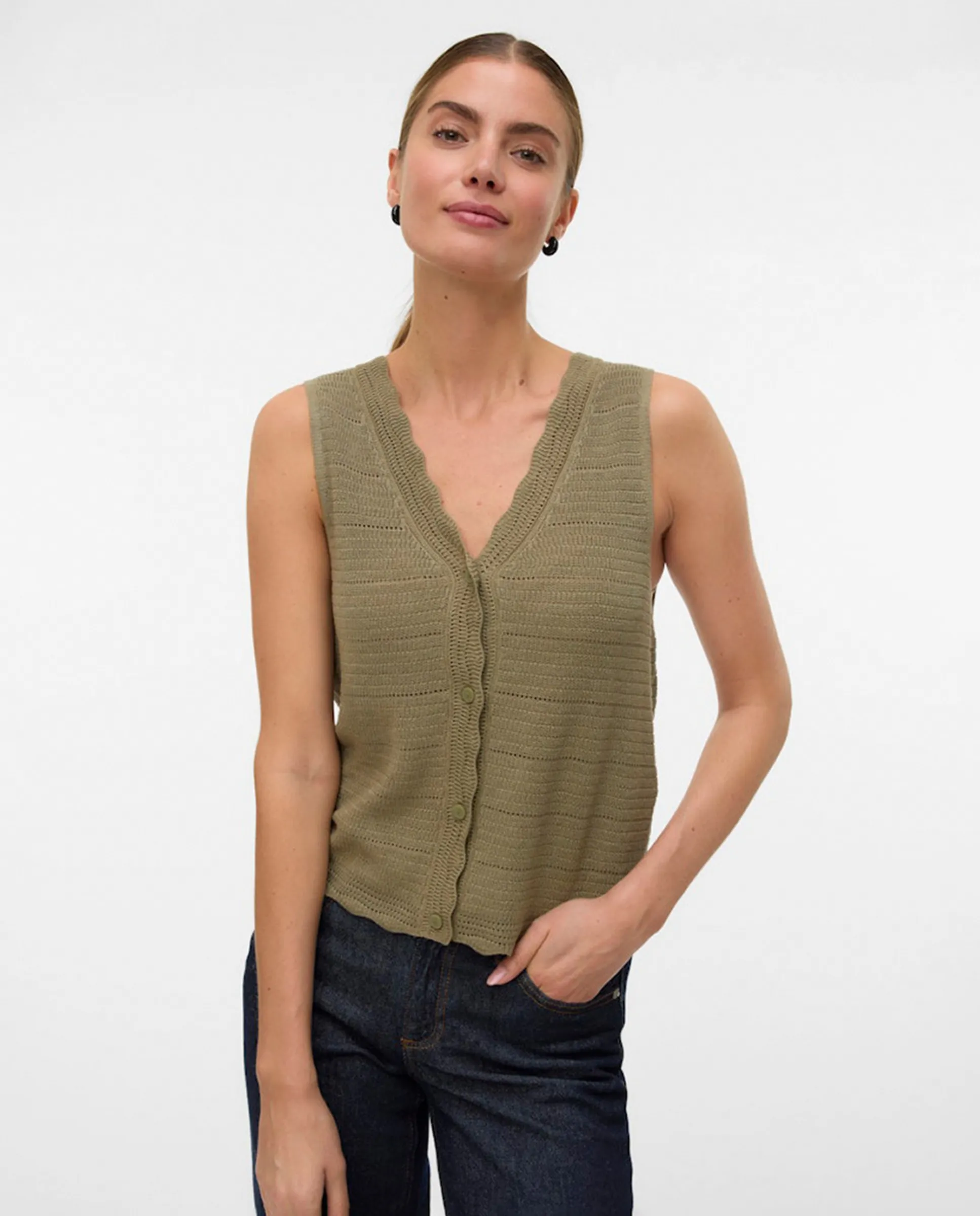 

Женский вязаный кардиган на пуговицах Vero Moda, бежевый