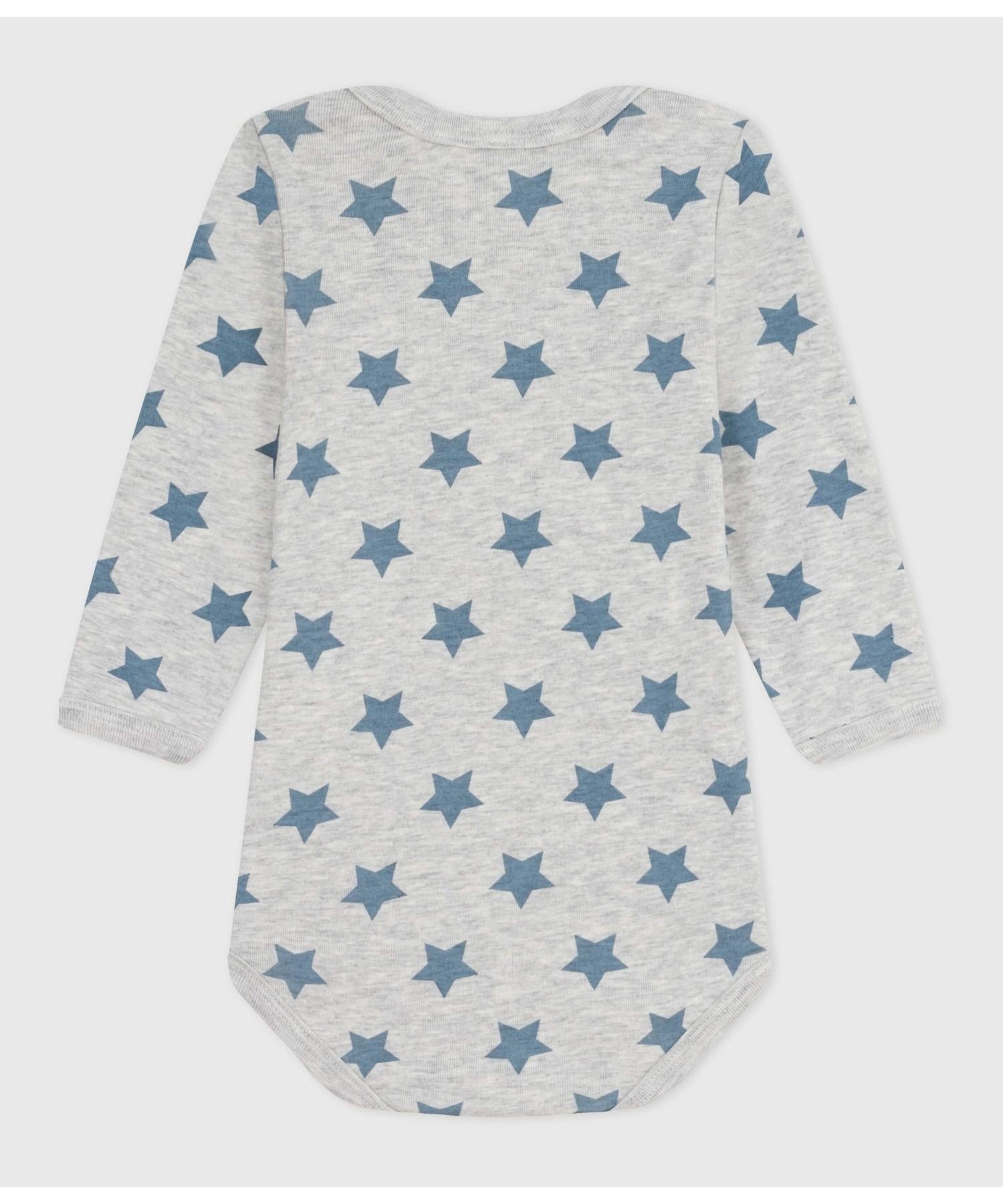 Комбинезон тело с длинным рукавом Petit Bateau, Gray/Light Blue — фото 2