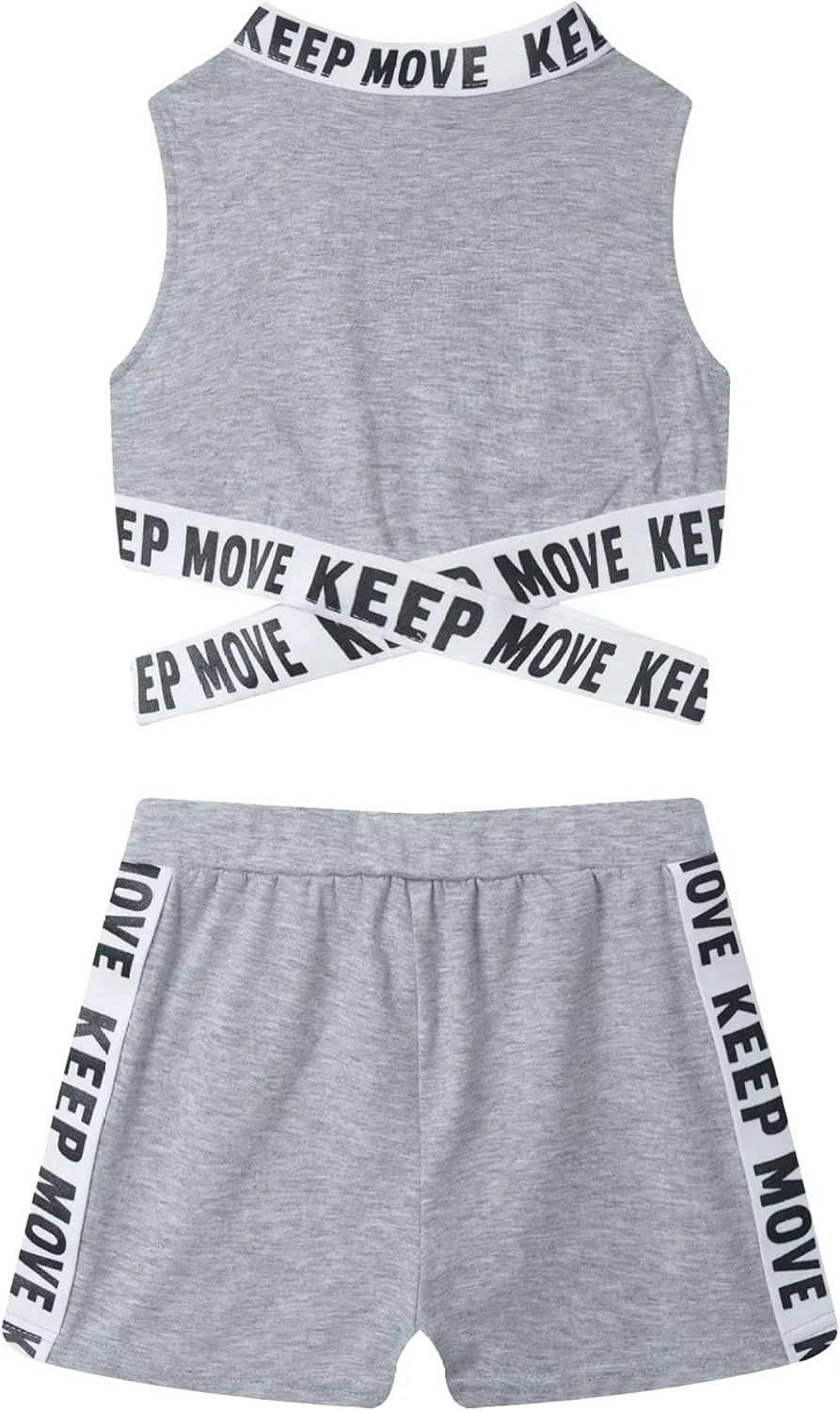 Детский спортивный костюм с принтом, Loloda, топ и шорты, Light grey — фото 4