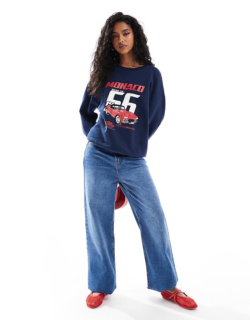 

ASOS DESIGN – темно-синий свитшот с автомобильной графикой