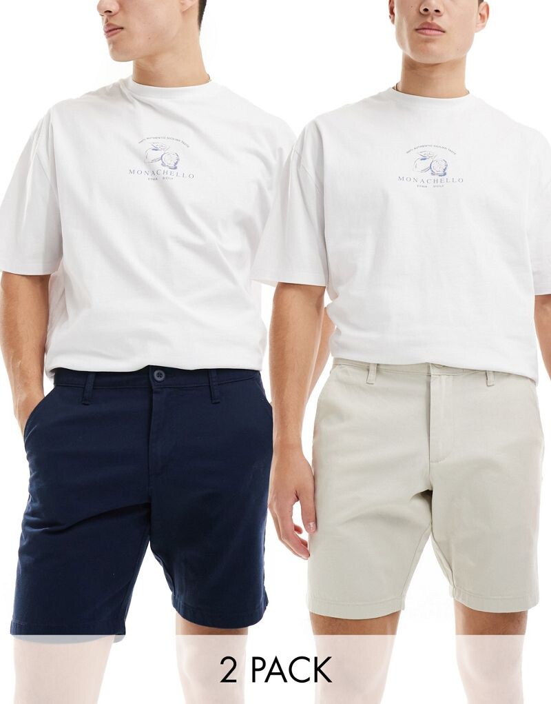 

Набор из двух узких эластичных шорт чинос ASOS DESIGN