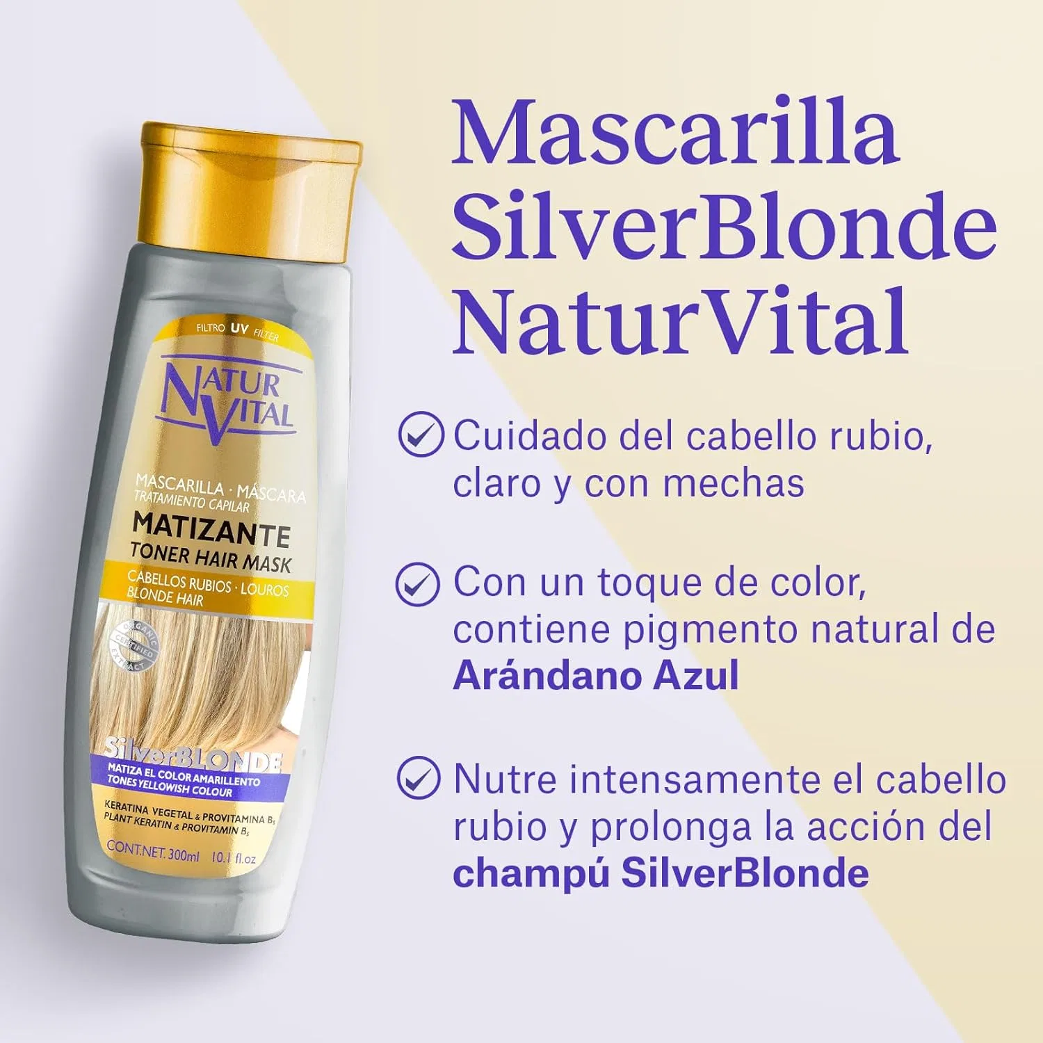 Маска для волос Matizante Silver Blonde, 300 мл Naturvital — фото 3