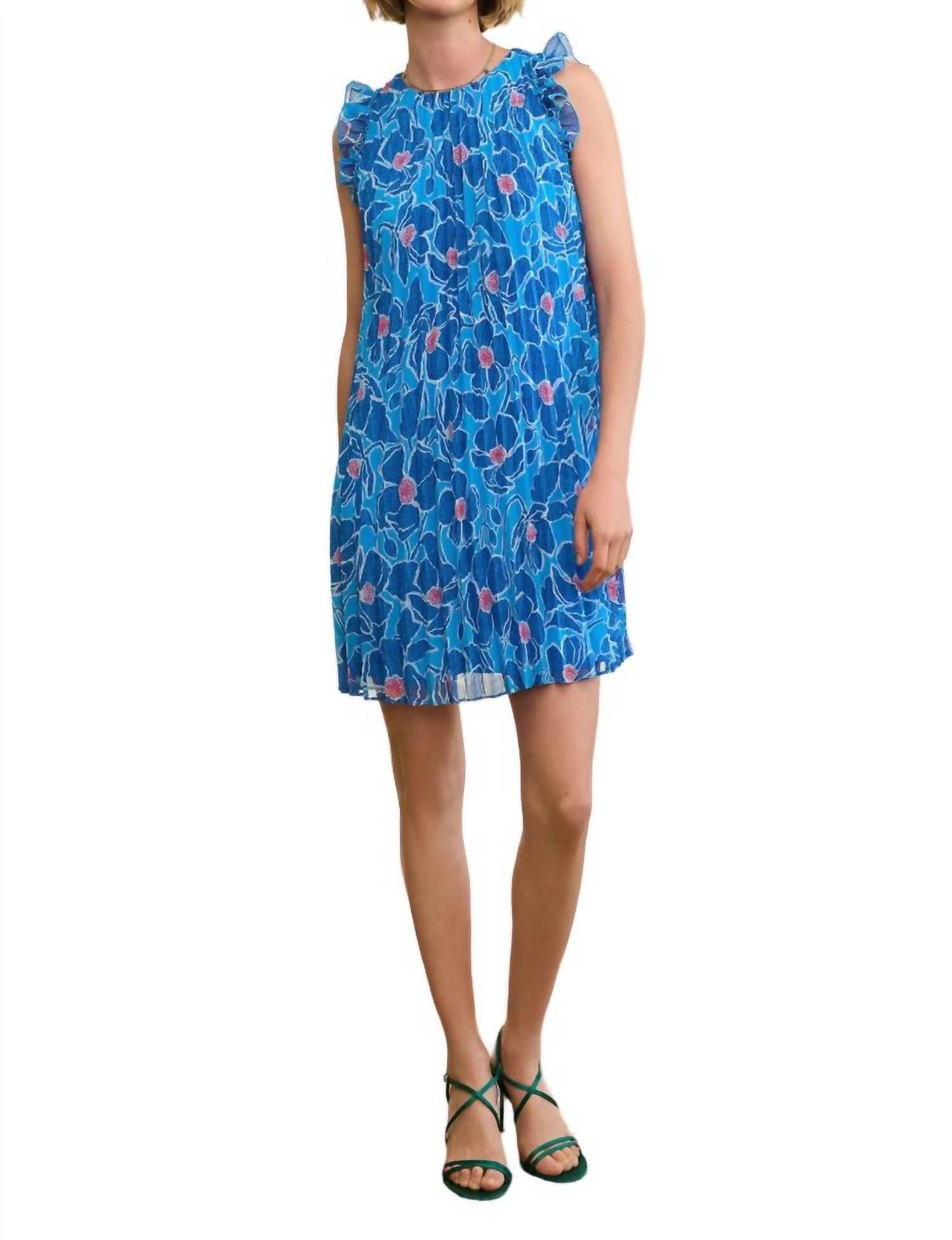 

Текстурированное плиссированное платье Poppies в цвете Malibu Blue Hatley