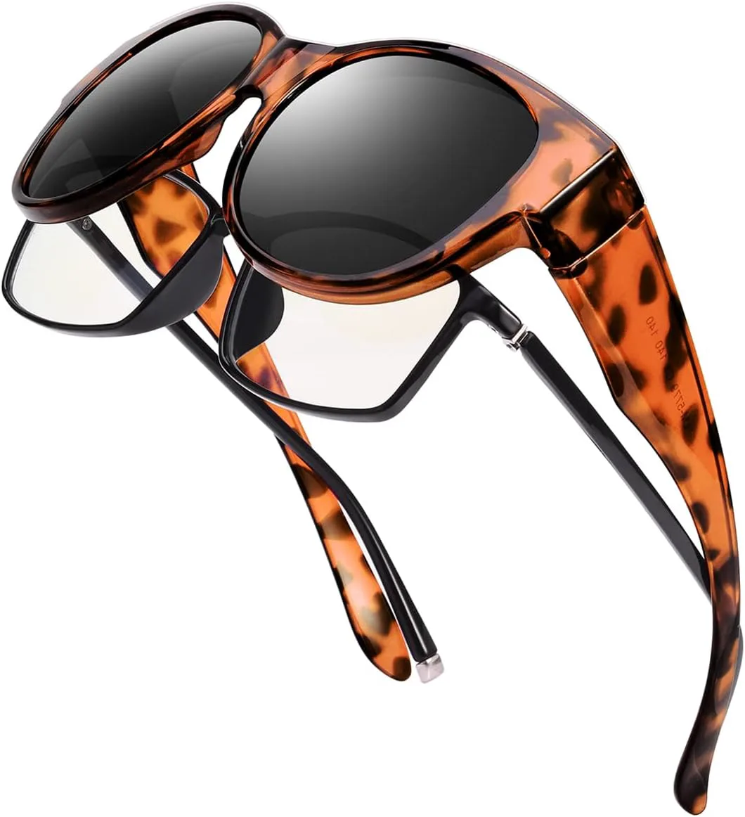 

Поляризованные солнцезащитные очки «кошачий глаз» для женщин и мужчин, большие модные солнцезащитные очки с защитой от УФ-излучения TINHAO, Ogb01-amber Leopard/Black