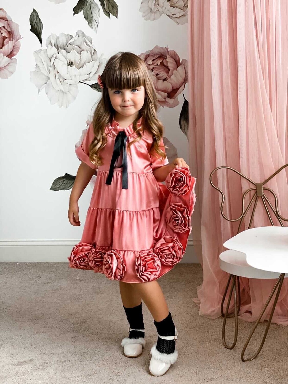 

Атласное платье розы Petite Maison Kids, лиловый