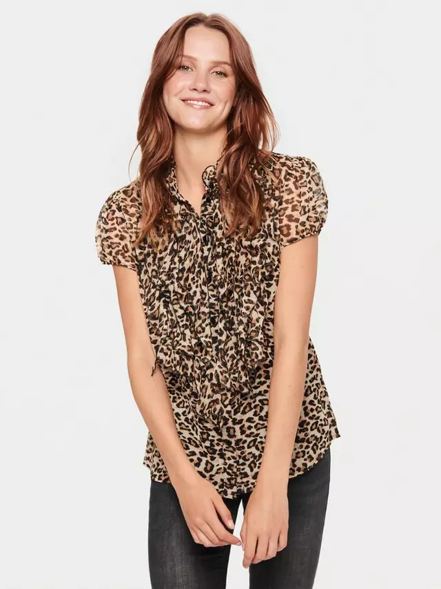 

Рубашка Saint Tropez Lilja Leopard Print Crinkle Opaque, цвет black/multi