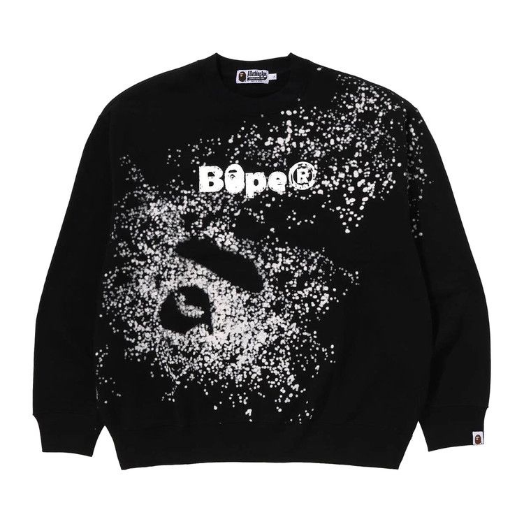 

Толстовка BAPE Spray Print Logo Relaxed Fit Crewneck Sweatshirt, Black