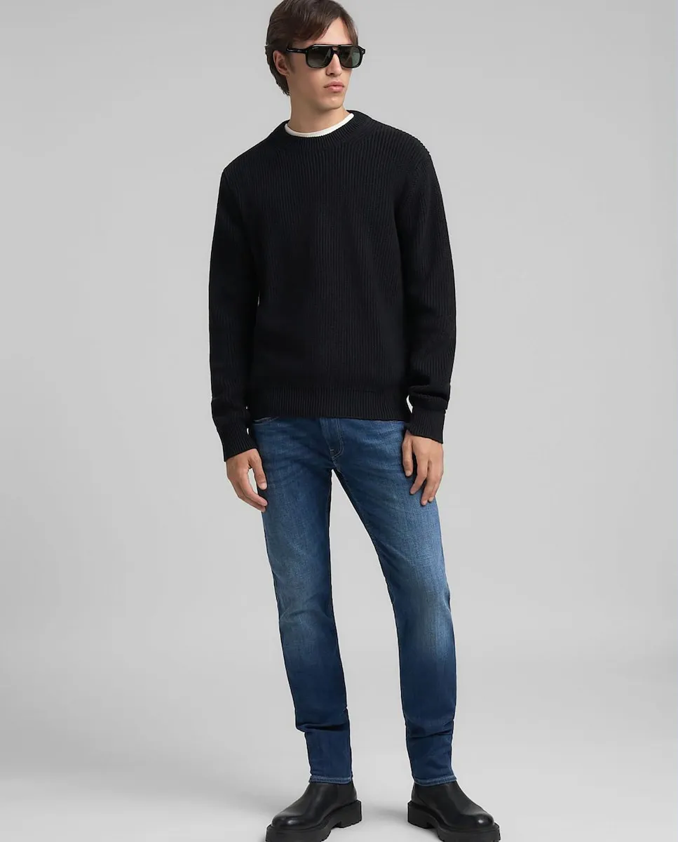 

Мужской свитер с длинными рукавами и круглым вырезом Replay, темно-синий