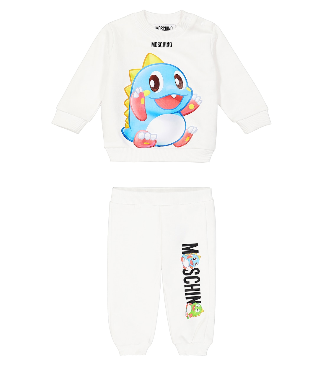 

Детский спортивный костюм из хлопкового джерси с принтом Moschino Kids, Bianco Ottico
