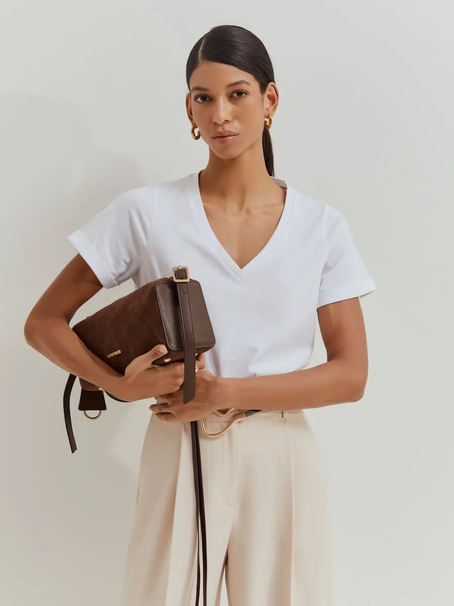 

Базовая женская футболка из хлопка с V-образным вырезом Lion of Porches, белый