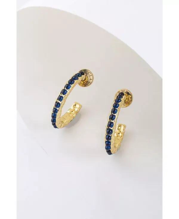 

Серьги-Кольца Serena с расплавленными драгоценными камнями Classicharms, gold/blue