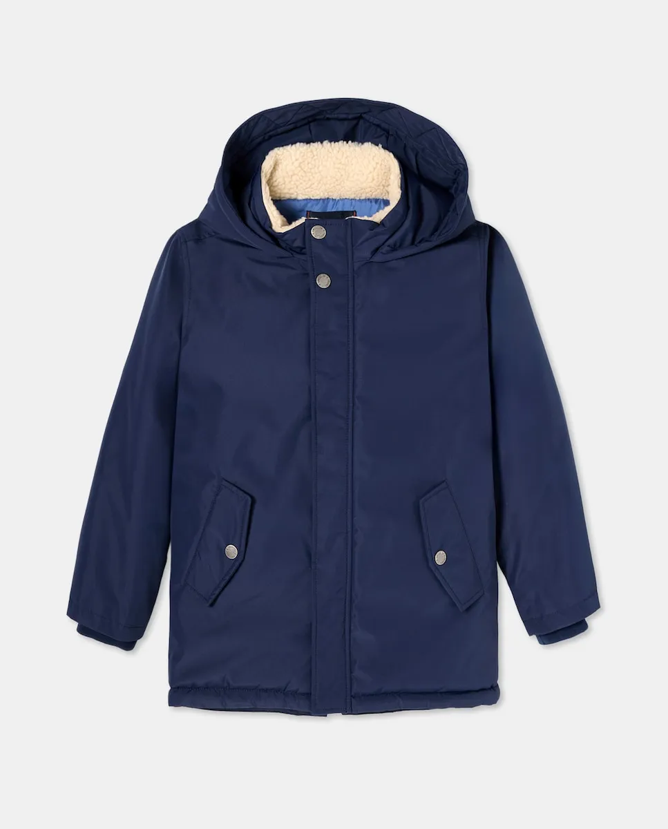 

Детская длинная корейская парка однотонная Kids El Corte Inglés, темно-синий