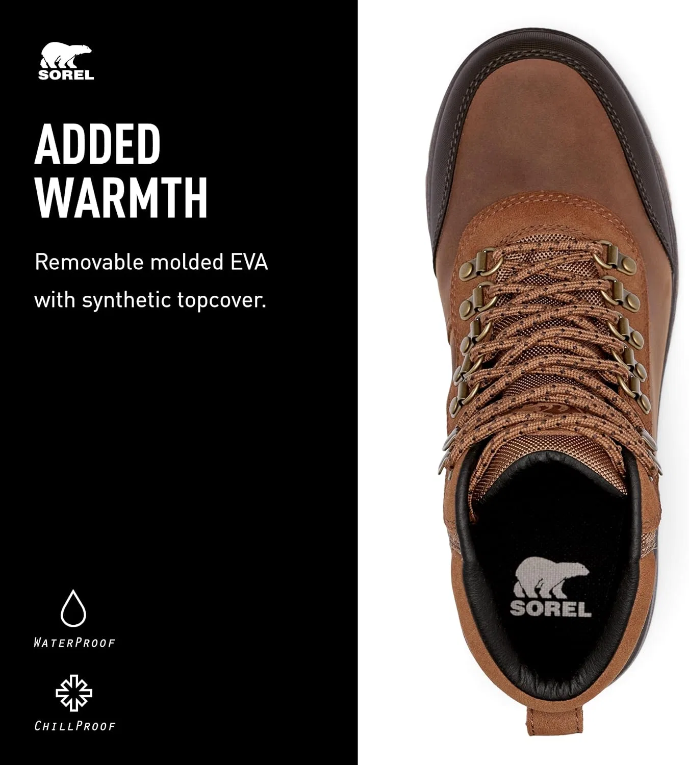 Мужские водонепроницаемые зимние ботинки Sorel Ankeny II Hiker Plus, 2-Velvet Tan Black — фото 2