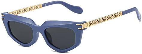 

Солнцезащитные очки Polygon для женщин, солнцезащитные очки UV400 в стиле ретро с металлической цепочкой, мужские солнцезащитные очки сине-зеленого цвета MTZJH, Blue Grey