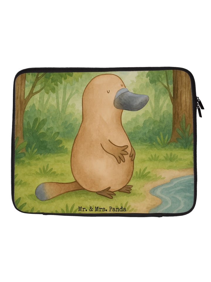 

Mr. & Mrs. Panda Сумка для ноутбука с изображением утконоса и надписью "Смелость" (без слогана), белого цвета