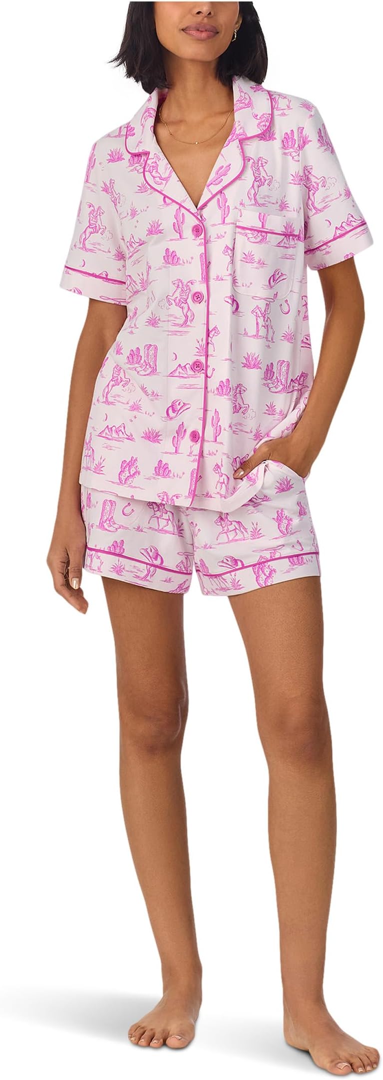 

Пижама Bedhead PJs Cotton Knit Short Sleeve Boxer Pj Set, цвет Cowgirl Toile