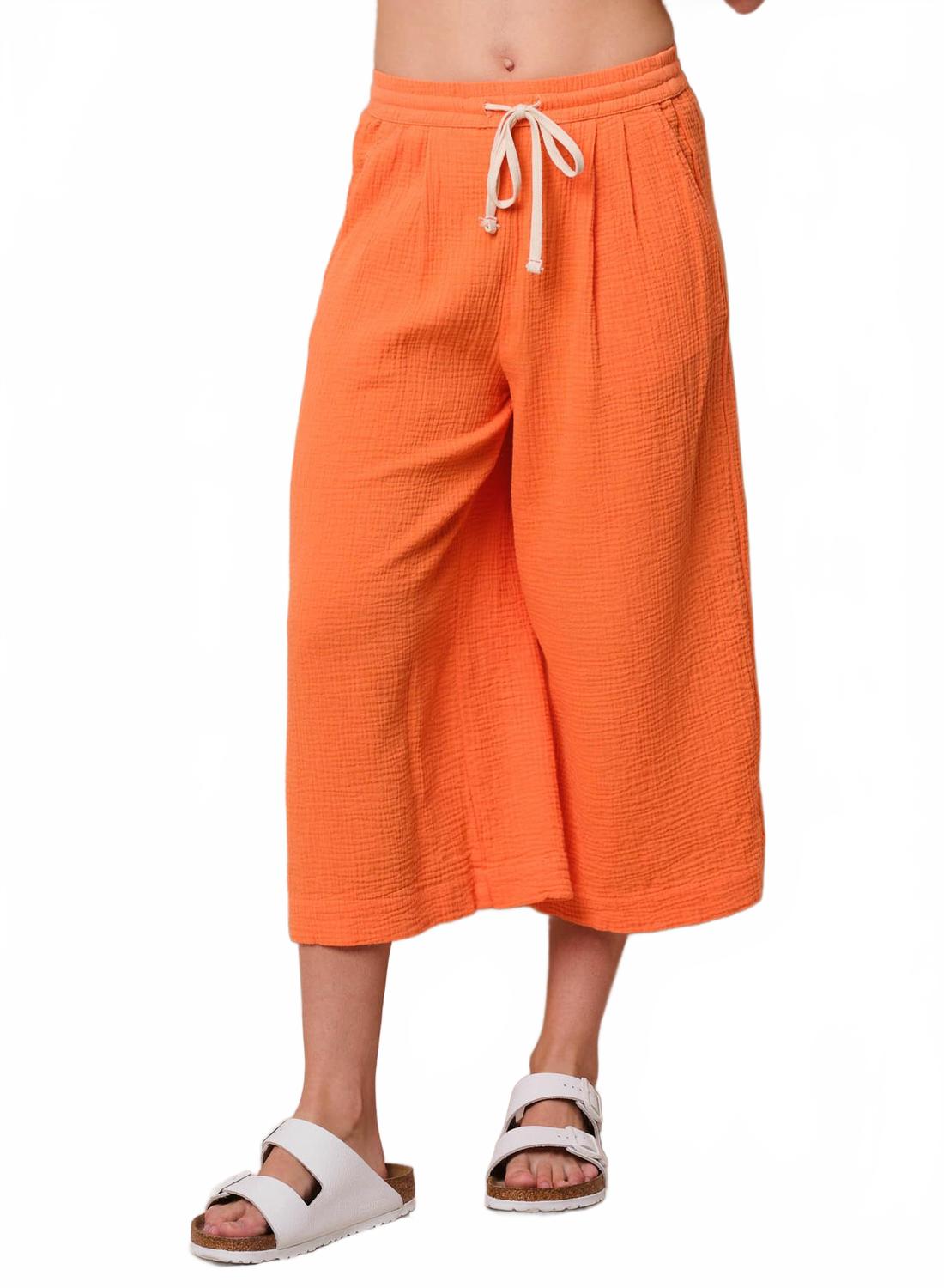 

Гауч-брюки с высокой талией в ярко-оранжевом цвете Sundry