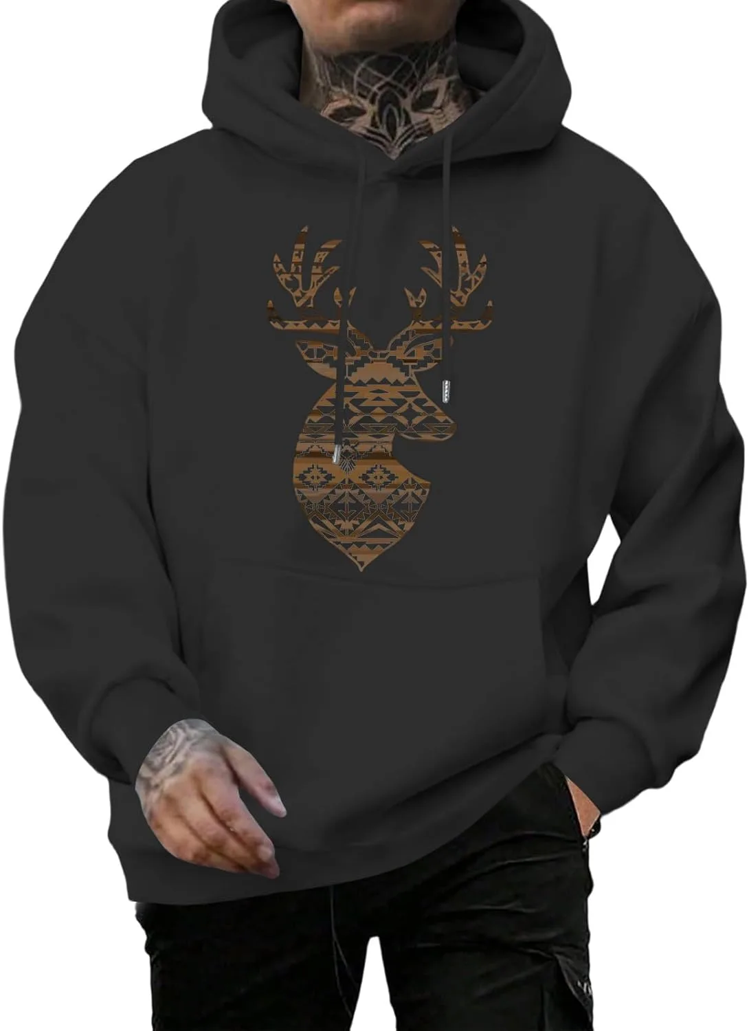 Толстовка Western Hoodies для мужчин, Elk Western, с капюшоном, длинный рукав