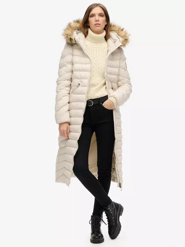 

Куртка Superdry Fuji Faux Fur Hooded Longline, цвет rainy/day/grey
