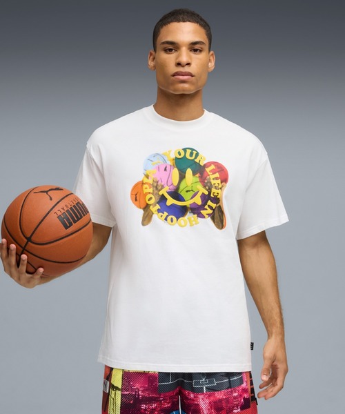 

Мужская футболка с коротким рукавом, принт "Баскетбол, футбол - это жизнь" PUMA, белый