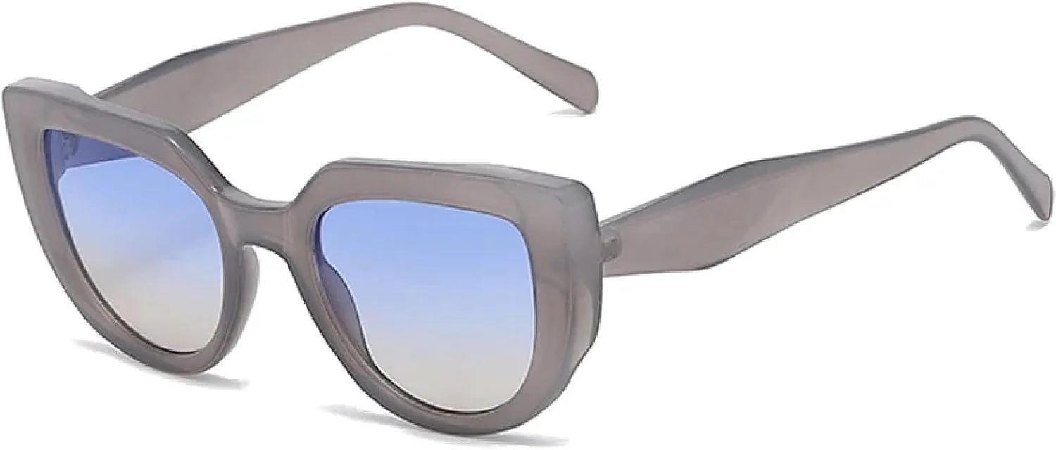 

Модные двухцветные солнцезащитные очки «кошачий глаз» для женщин, роскошные, в стиле ретро, ​​градиентные, с защитой от УФ-излучения UV400 TOIPASTN, Gray Blue Yellow