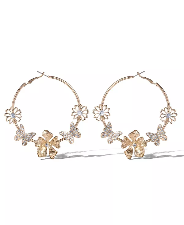 

Серьги-Кольца с цветочным узором из золота Jessica Simpson, gold