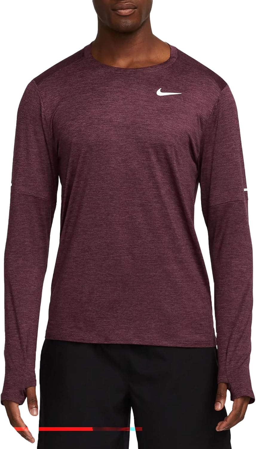

Мужская беговая футболка Nike Dri-FIT Element с длинным рукавом и круглым вырезом, с отверстиями для больших пальцев, Night Maroon