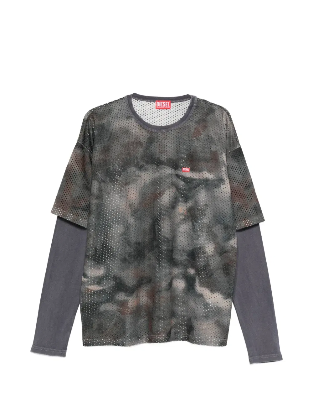Перфорированная футболка с длинными рукавами Diesel, серый