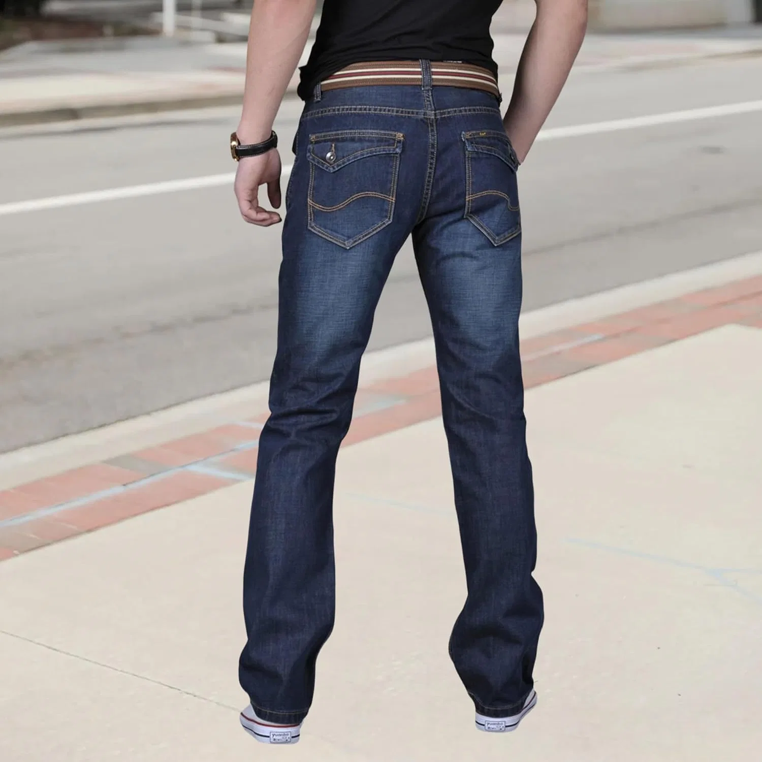 Джинсы прямого кроя, Stretchy Jeans, темно-синие — фото 3