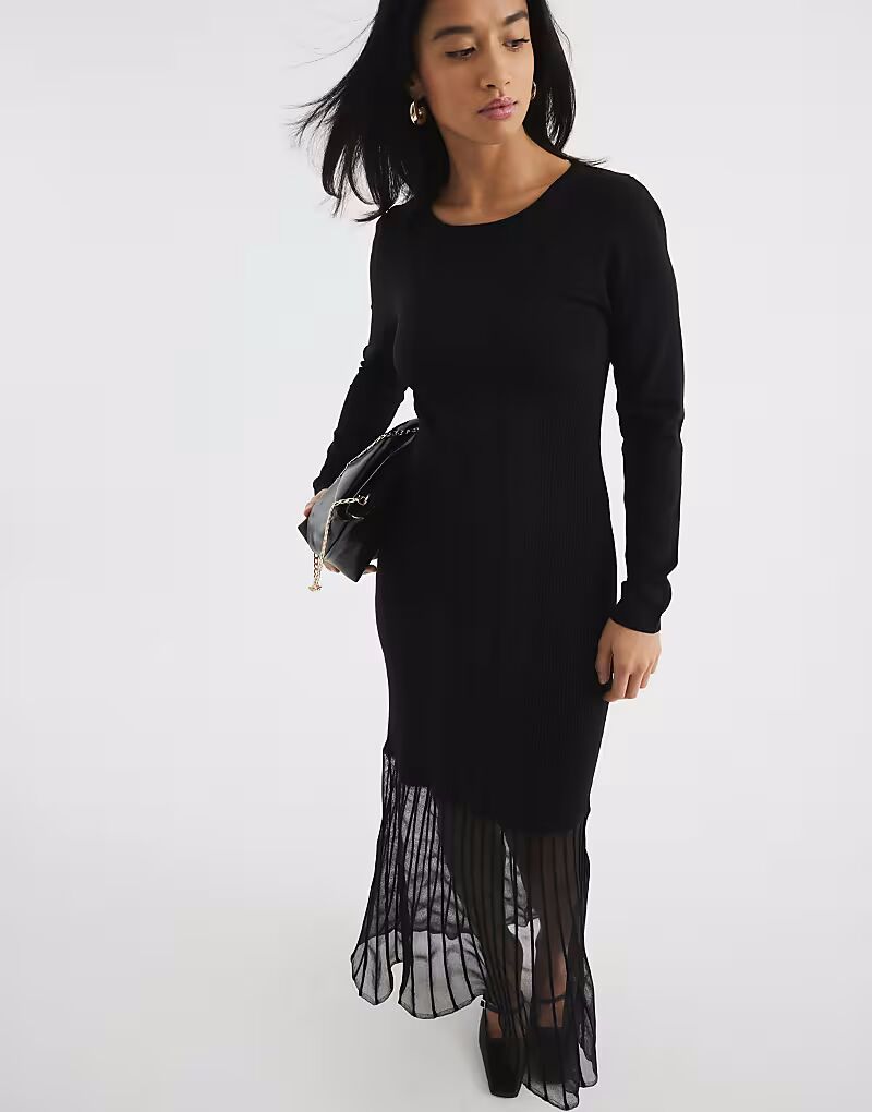 

Платье макси River Island Petite с сетчатым подолом черного цвета