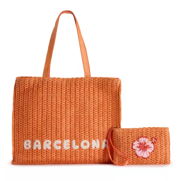 

Соломенная сумка-тоут и наручный ремешок Maya Sonoma Goods For Life, цвет coral barcelona tote