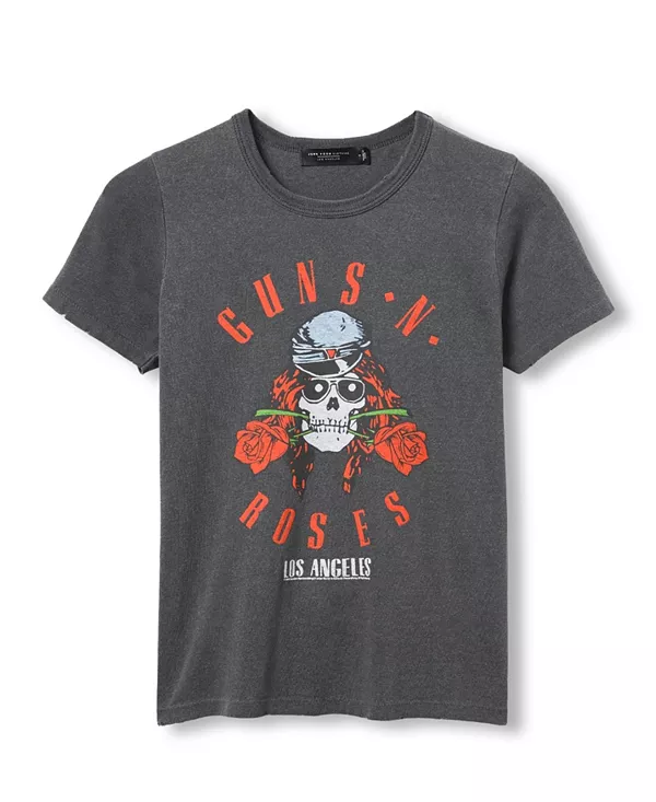 

Женская оригинальная футболка Guns N' Roses с черепом Junk Food Clothing, серый