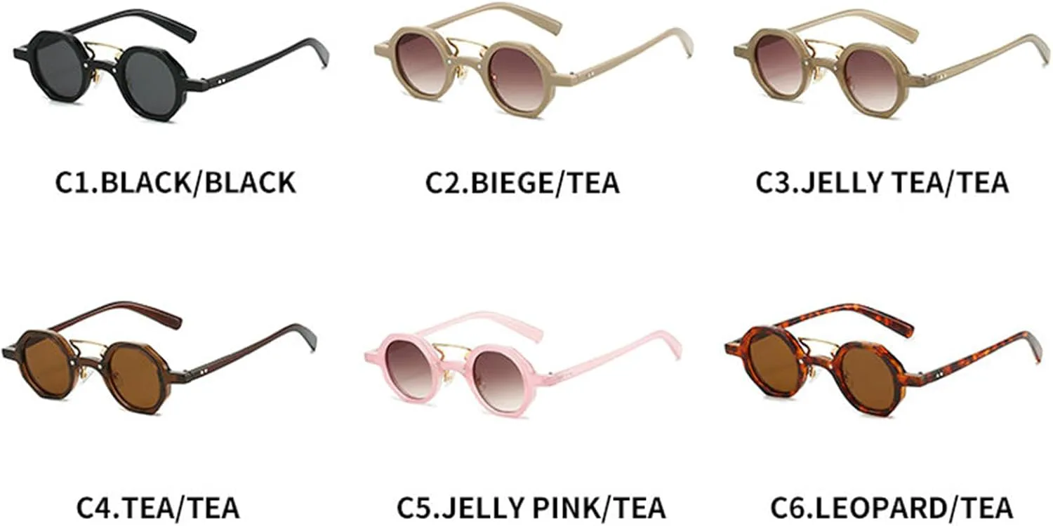 

Солнцезащитные очки Willochra круглой формы для мужчин и женщин в стиле ретро-панк с двухцветными заклепками, модные многоугольные солнцезащитные очки, C5