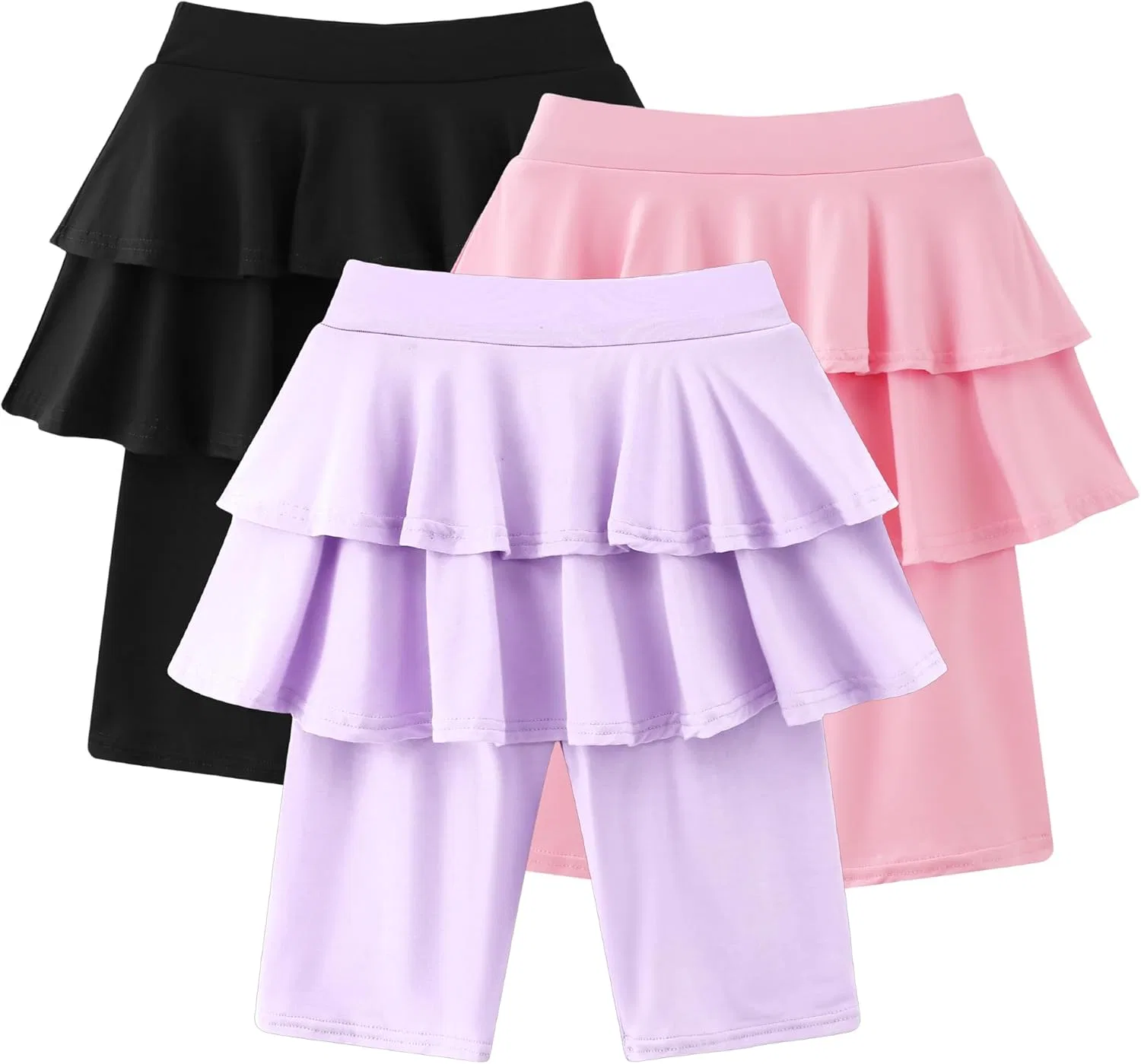 Леггинсы с юбкой для девочек, Deuerr, Black/Pink/Purple — фото 4