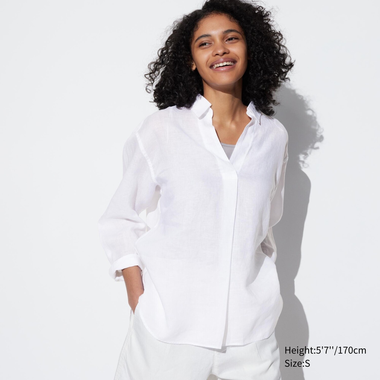 

Рубашка UNIQLO льняная премиум-класса, белый
