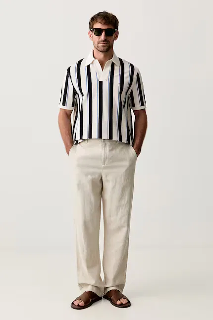 Поло хлопковое классическое Tommy Hilfiger, бежевый — фото 2