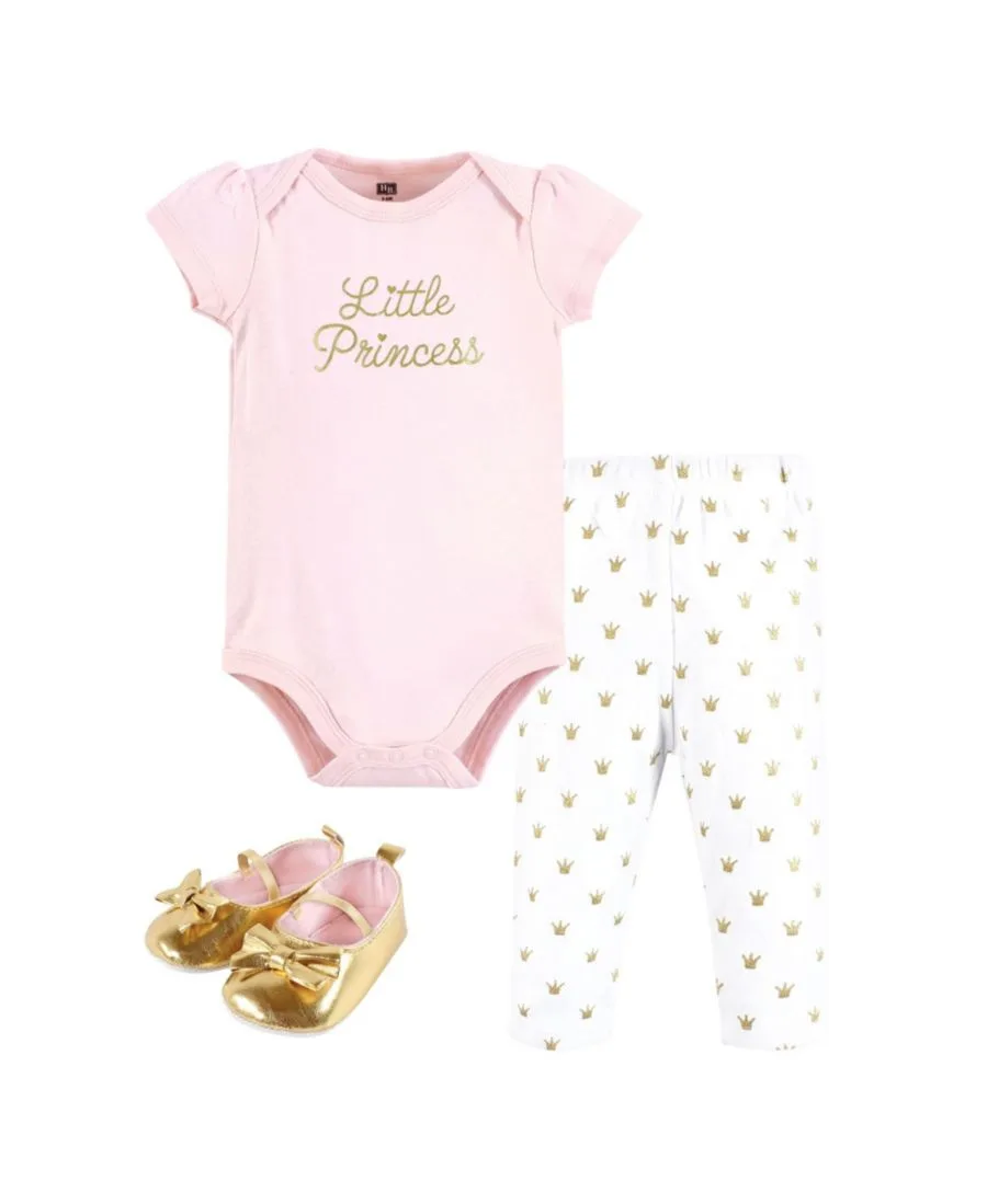 Хлопковый боди, брюки и комплект обуви Hudson Baby, золото little princess