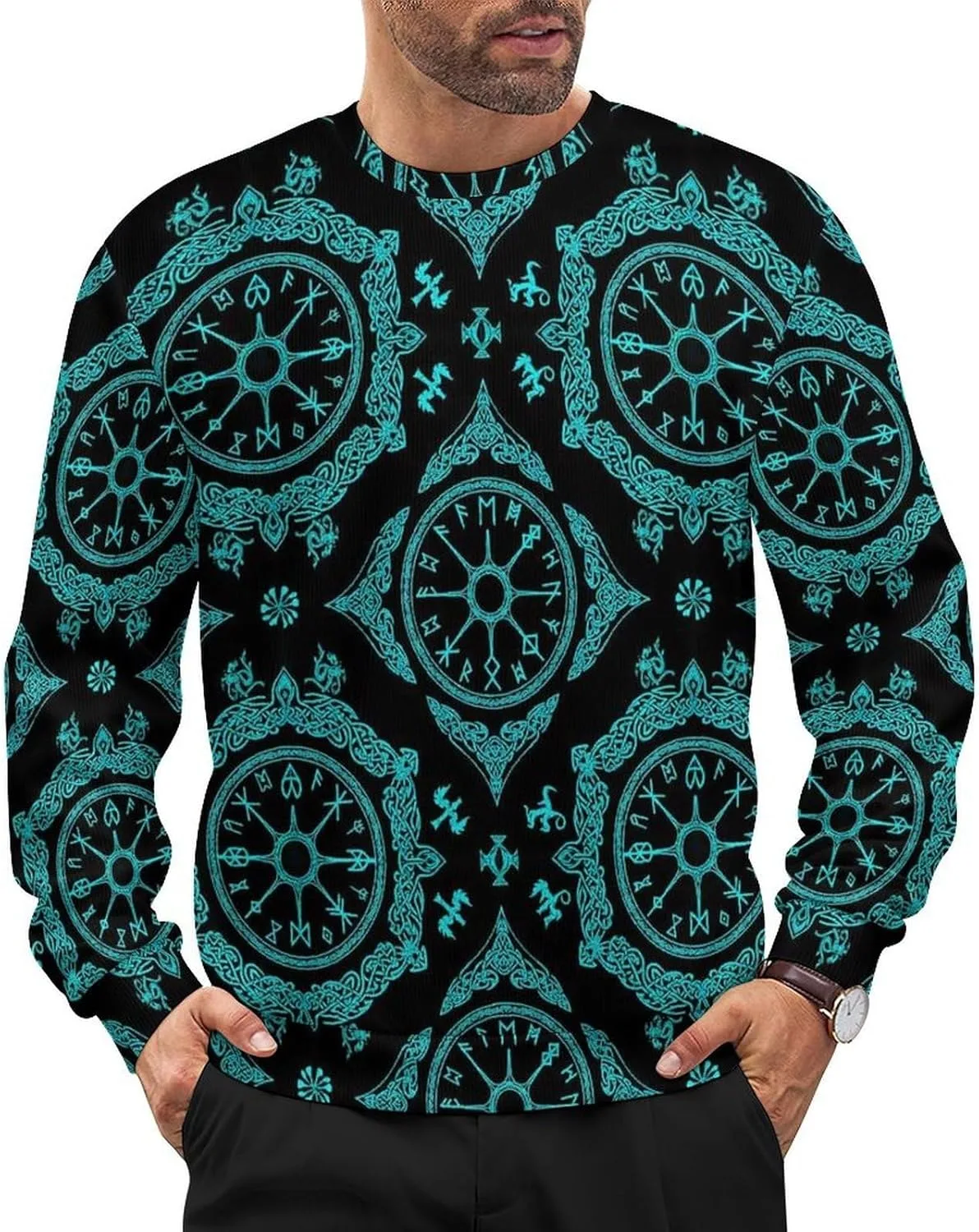 

Мужской мягкий свободный свитер с длинными рукавами Meaudiwes