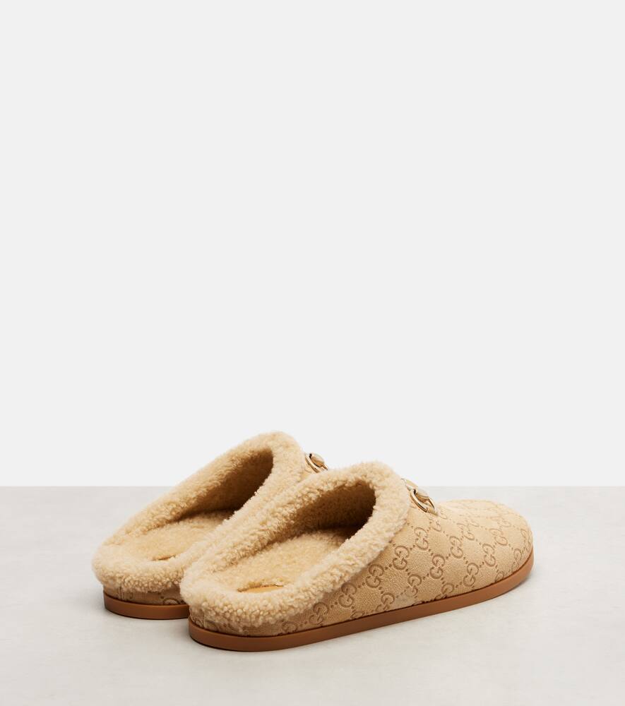 Конские биты GG замшевые мюли с отделкой из овчины Gucci, Butterscotch/Butters — фото 2