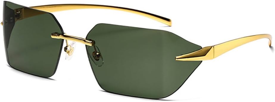 

Безрамочные солнцезащитные очки для мужчин и женщин, роскошные черные очки без оправы, модные женские металлические солнцезащитные очки UV400 для мужчин TKKTLLT, Gold-green