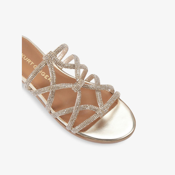 Сандалии Kg Kurt Geiger Перла плоские плетеные, золотой — фото 3