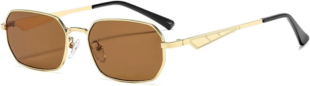 

Ретро-солнцезащитные очки в многоугольной металлической оправе для женщин, роскошные классические мужские очки для активного отдыха, вождения, рыбалки, с защитой от УФ-излучения UV400 TVTBBVV, Gold Brown