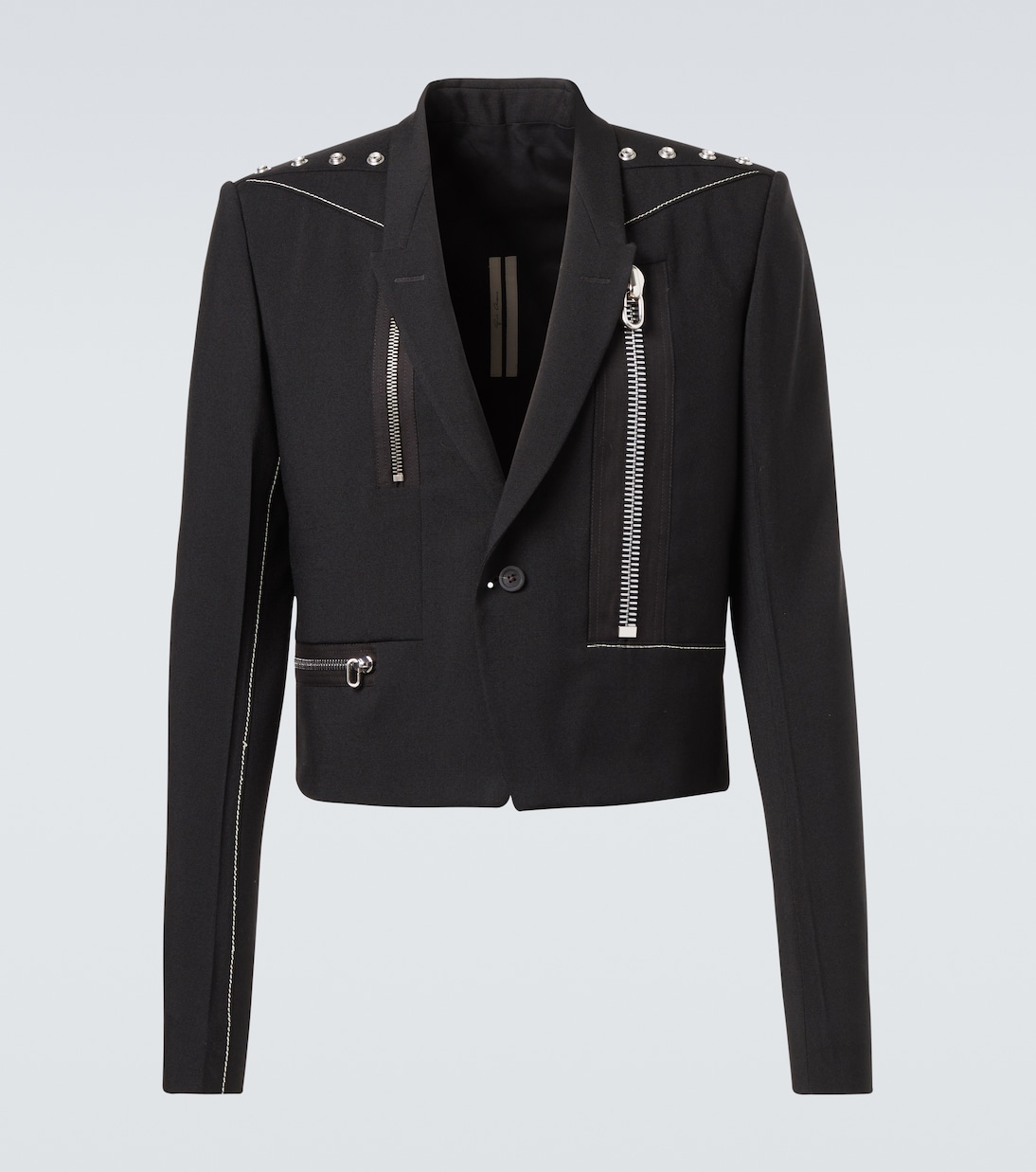 

Алиса приталенный пиджак из чистой шерсти с заклепками Rick Owens, Black/Pearl