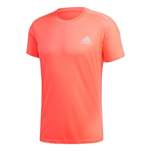 

Футболка adidas Own the Run Tee Running Sports Reflective Stripe Round Neck Short Sleeve Pink Red, красный