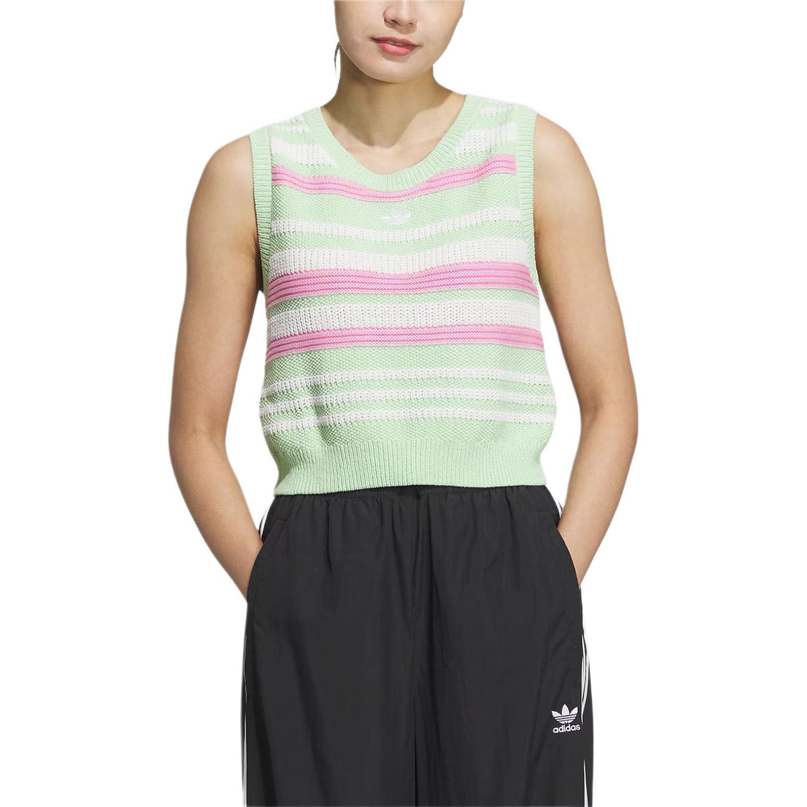Жилетка Adidas Summer Knit Striped Tank Top, Светло-Зеленый — фото 3
