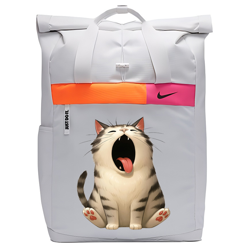 

Nike Тканевый рюкзак с принтом унисекс белый, Yawning Cat