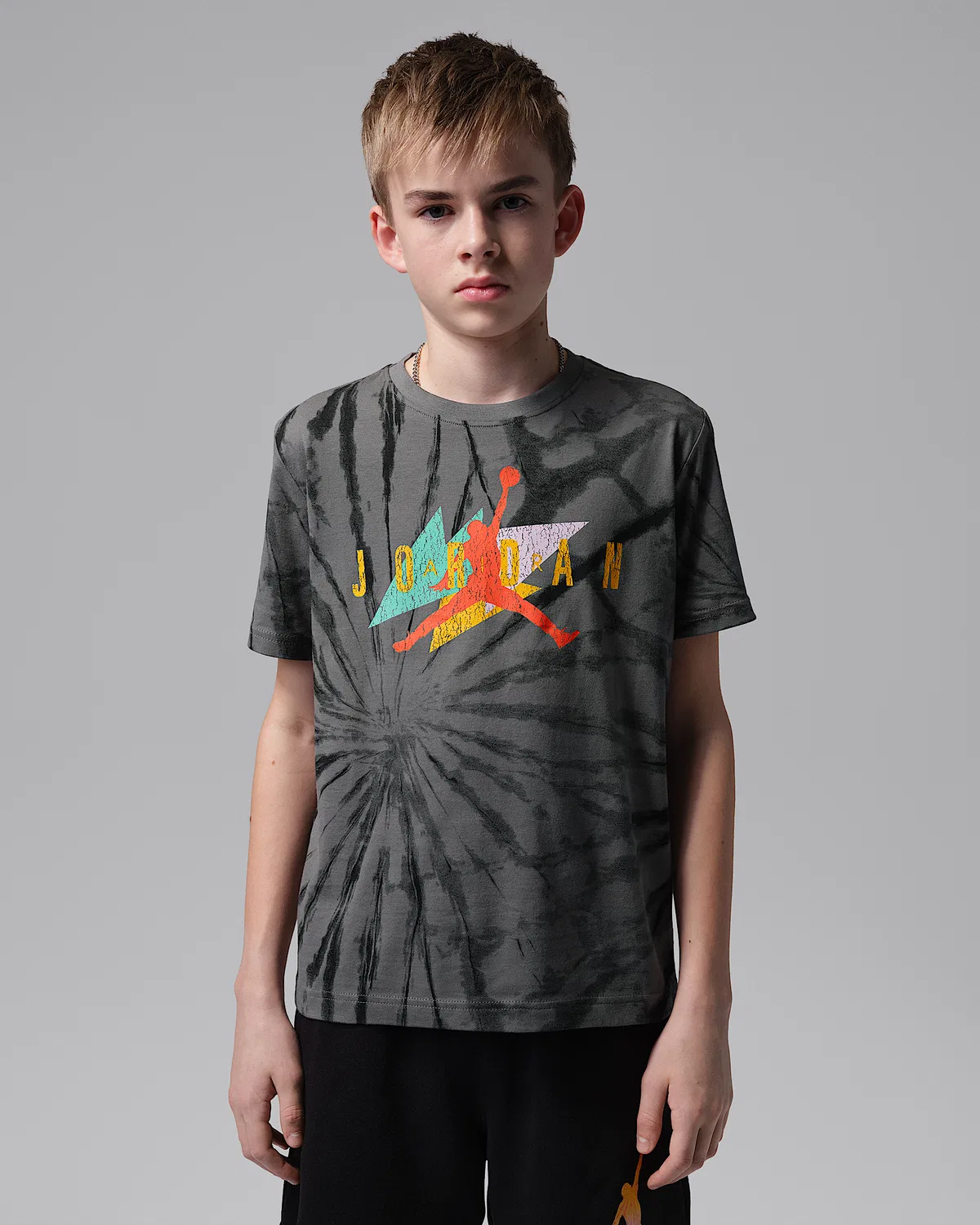 Детская футболка Jordan Big Kids' Geo Tie Dye, Iron Grey
